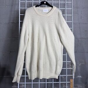 Urban Research Doors Mens Wool Blend Knit Sweater Pullover Ivory cozy cable